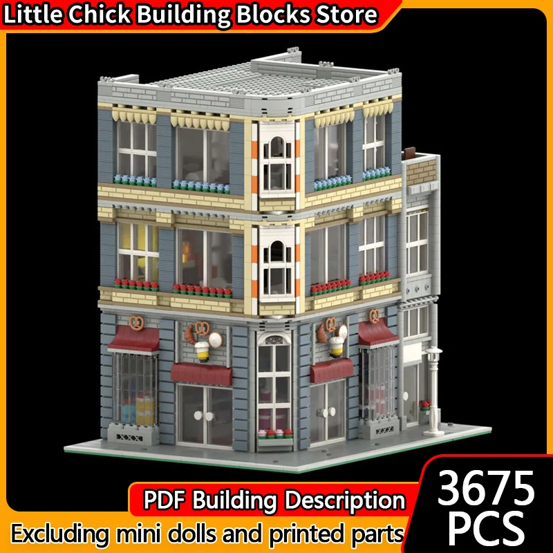 

Street View Model MOC Building Bricks Confectionery With Café And Disco Modular Technology Children Holiday Gifts Assemble Toys