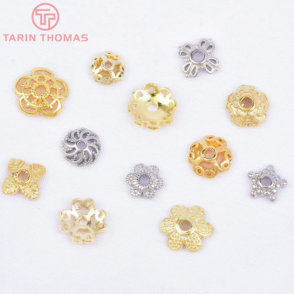 

(6765) 20PCS 18K Gold Color Plated Brass Multiple Styles Beads Caps High Quality Diy Jewelry Findings Accessories Wholesale