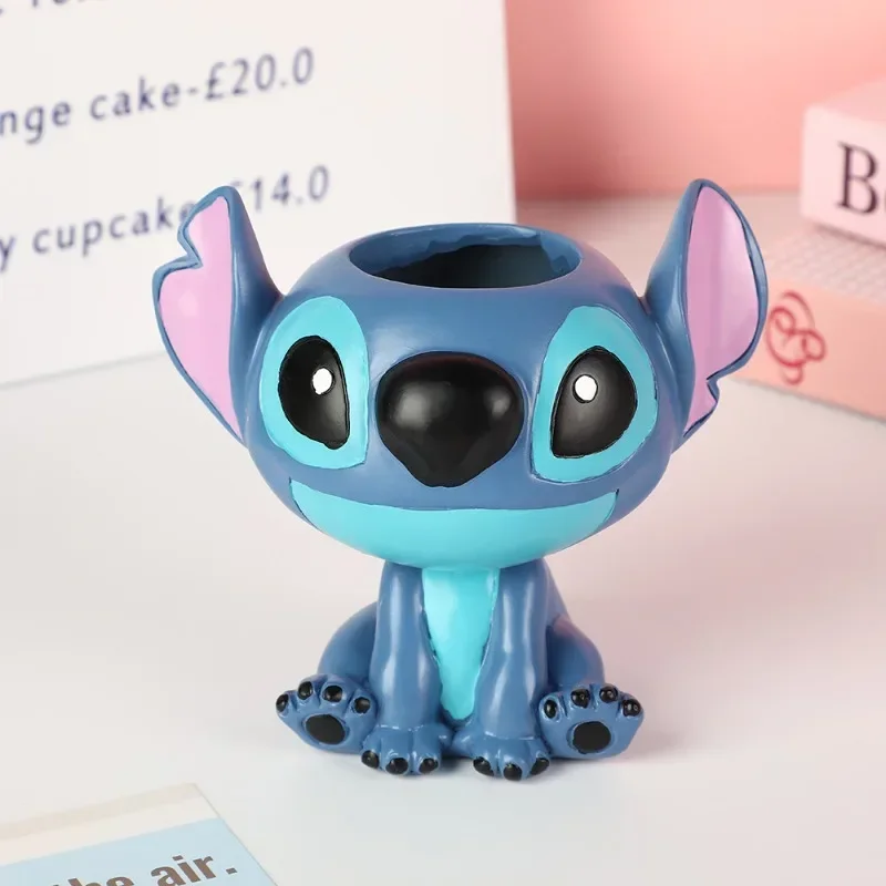 Disney Stitch Pen Holder Anime Cartoon Adorable Multi Purpose Weird Desktop Decoration Flower Pot Student Creative Stationery