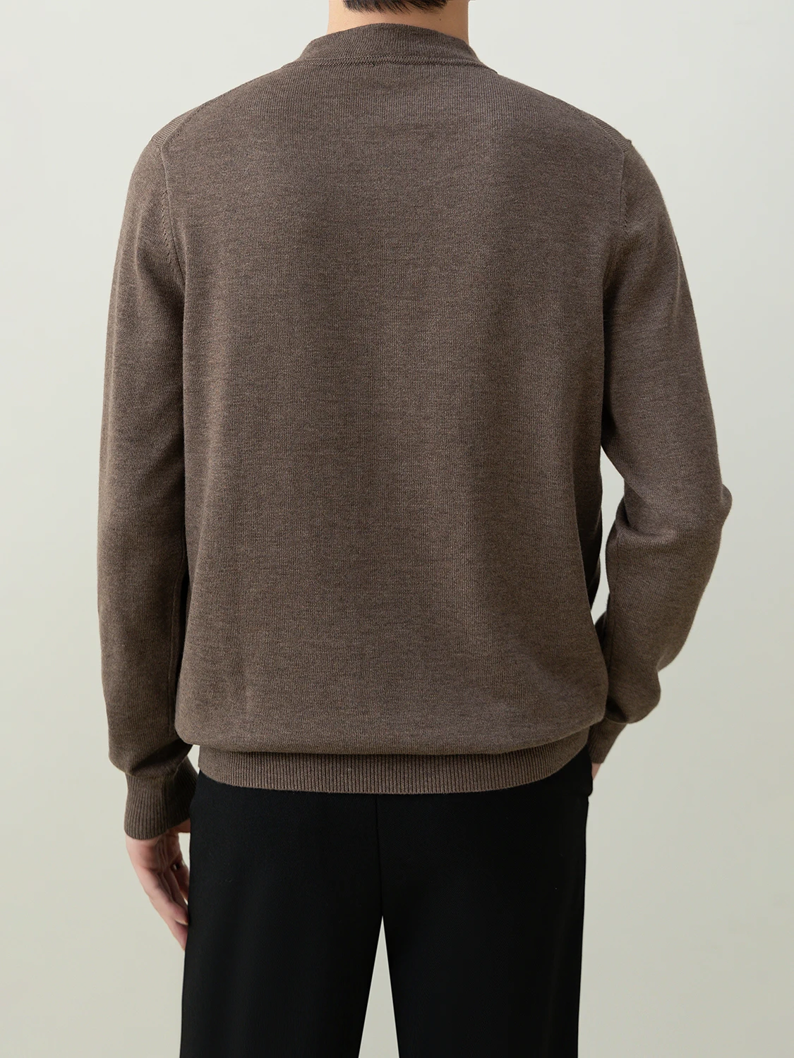 Autumn Winter Commuting Style Men's Black Off-White Half-Zip Turn-Down Collar Sweater Business Casual Navy Blue Coffee Sweater