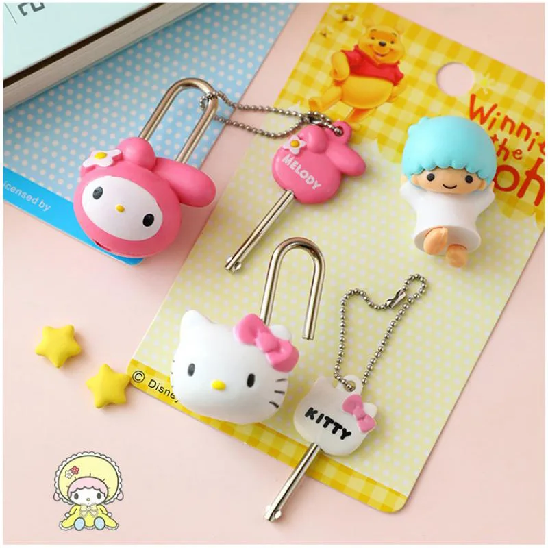 Kawaii Sanrio Small Padlock Kuromi Cute Anime Luggage Dormitory Locker Diary School Bags Locks Drawer Locks Toys for Girls Gift