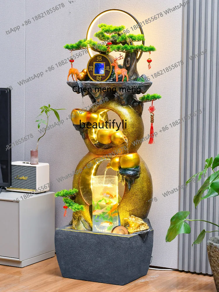 

New Chinese style circulating fish tank flowing water ornaments office gourd landscape housewarming opening gift decoration