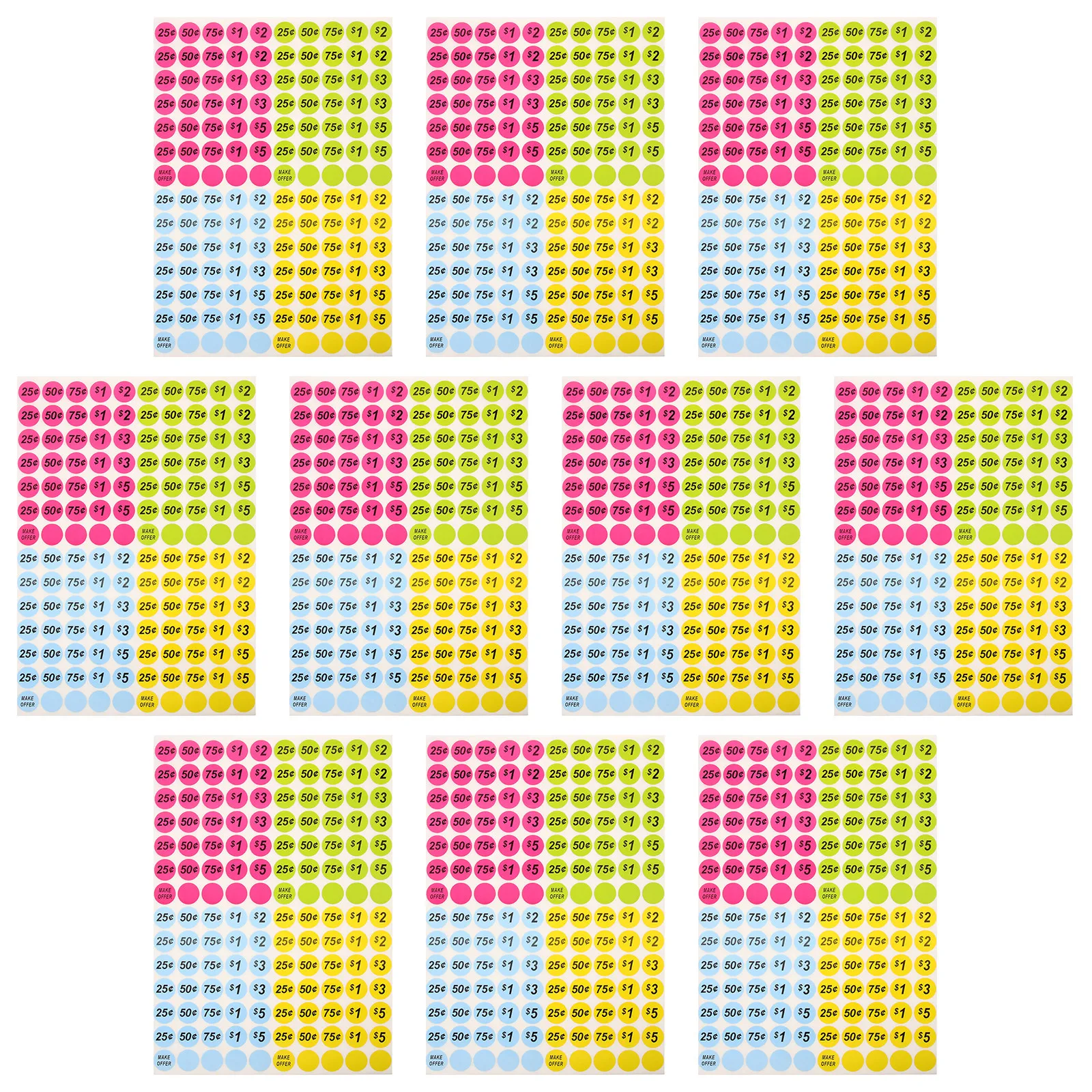 

10 Sheets Price Stickers for Supermarket Retail Store Shelf Labeling Sale Pricing Tags Adhesive Removable Self Adhesive