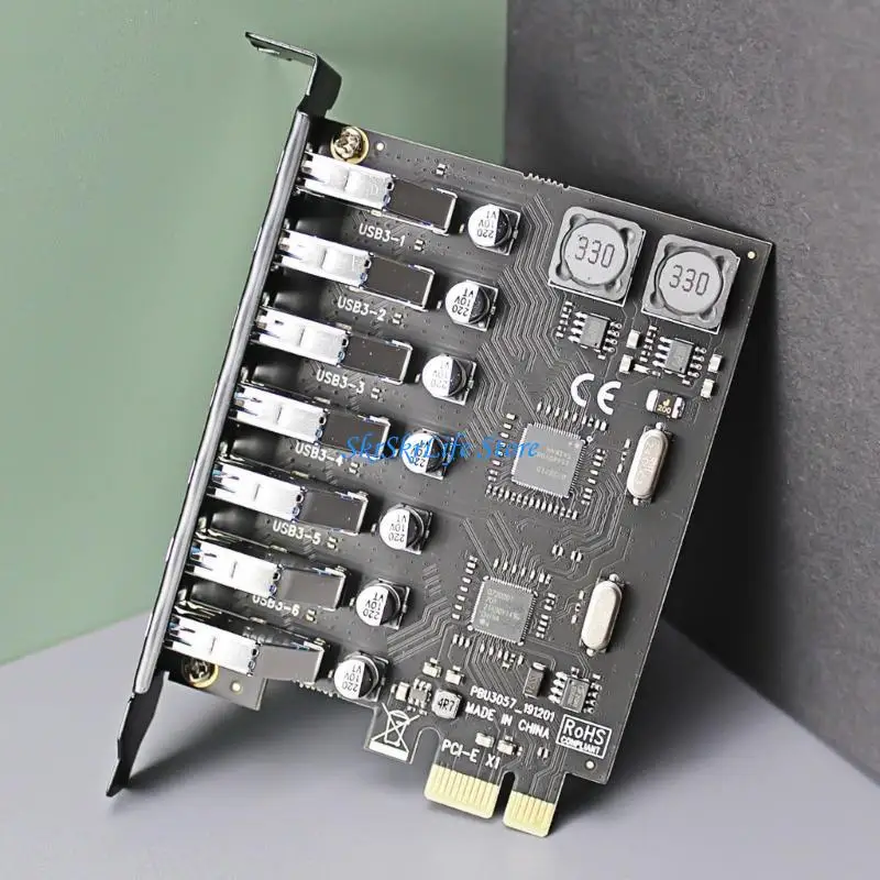 

E65E USB3.0 PCIE Adapter PCIE to 7 Port USB Expansion Adapter Card USB3.0 PCIe
