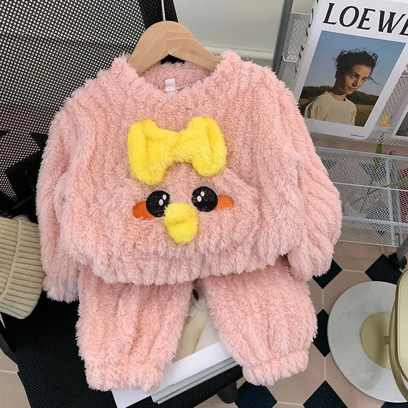 طقم بيجامة من الفلانيل للفتيات، ملابس نوم شتوية من الصوف المرجاني للأميرة للأطفال الصغار والأطفال