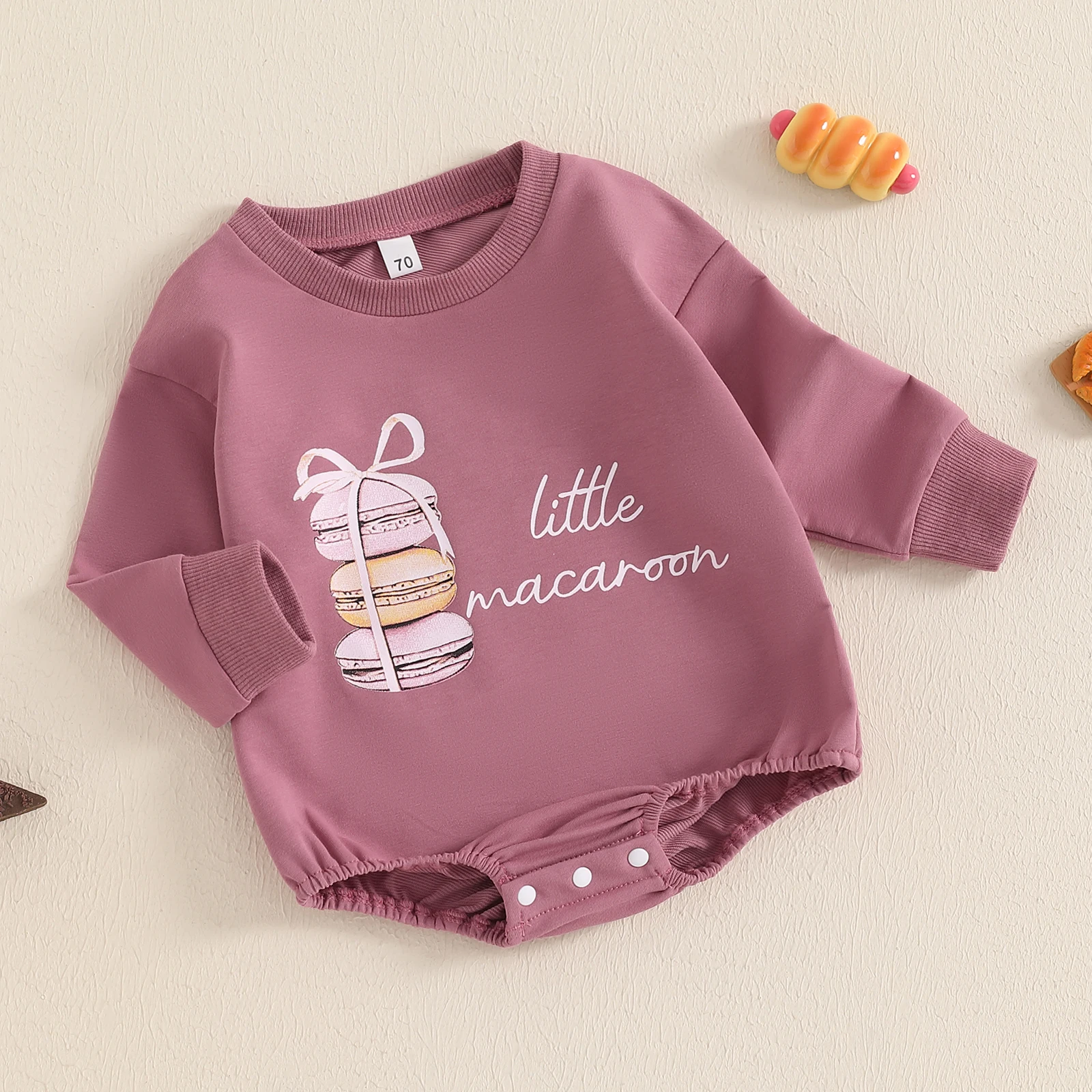 BeQeuewll Long Sleeve Baby Girls Sweatshirts Rompers Spring Autumn Letter Macaron Print Toddler Infant Bodysuits Casual Clothes