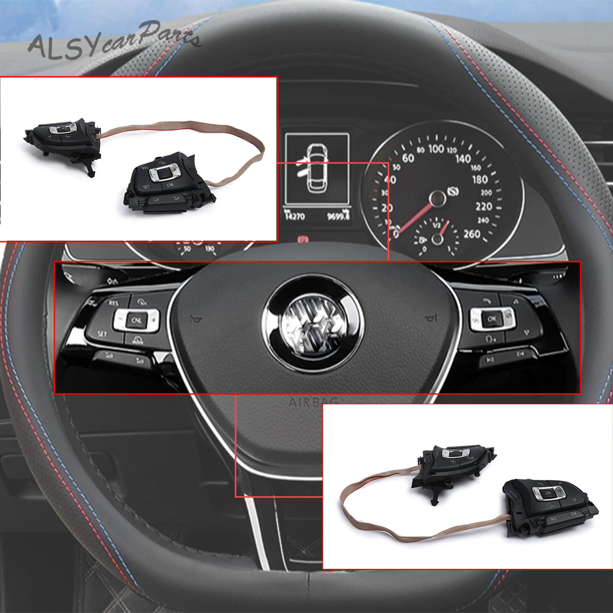 Steering Wheel Multifunction Button Switch 5G0959442P For VW Golf Variant 2013-2020 Teramont 5G0 959 442 P