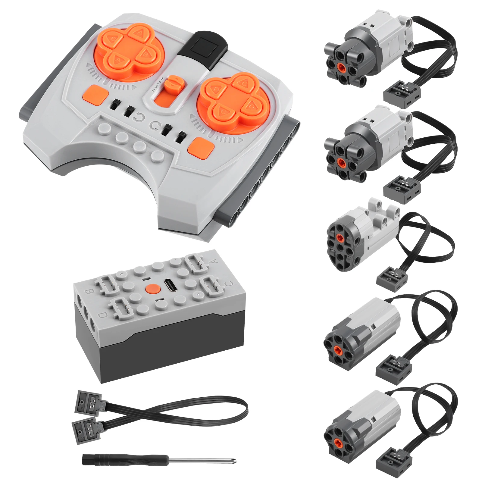 Para funciones de energía, piezas técnicas, Kit de Motor, servomotores de 7/12 Uds., caja de batería de litio, receptor de Control remoto 2,4G para Legoeds