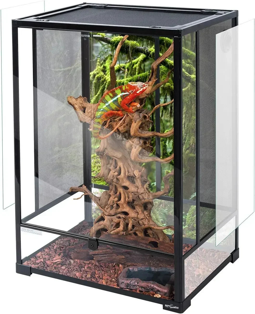 24 "x 18" x 36 "rosptil alto terrário de vidro floresta tropical habitat porta de dobradiça dupla com ventilação de tela 67 galões re