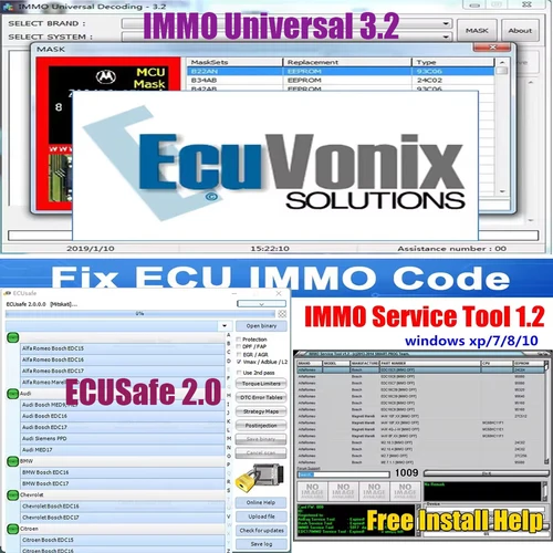 Win 7 PC용 ECUSafe 2.0 + IMMO 범용 3.2 + Edc 17 IMMO 서비스 도구 V1.2 ECU 안전 2.0, DP/FAP/REMOVA, KESS 포함, 2025N 3 소프트웨어  Best5