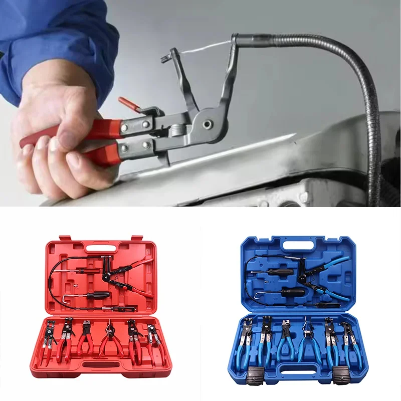 9Pcs Auto Hose Clamp Ring Plier Set Flexible Wire Cable Type Joint Boot Clamps Remover Oil Seal Screwdriver Car Repairing Tools