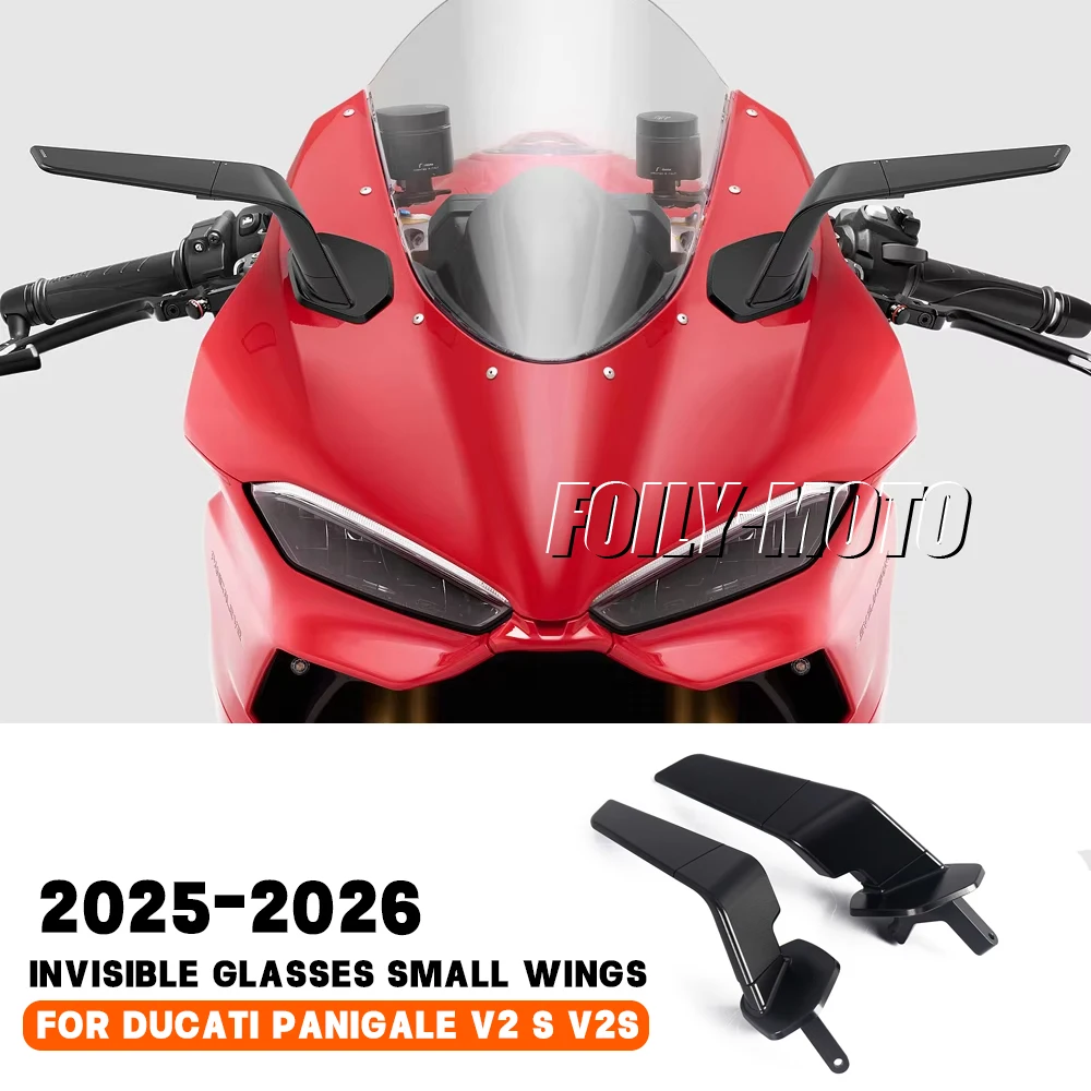 Motorcycle Mirrors Stealth Mirrors Sports Winglets Mirror Kit Adjustable Wing Mirrors For Ducati Panigale V2 S V2S 2025 2026