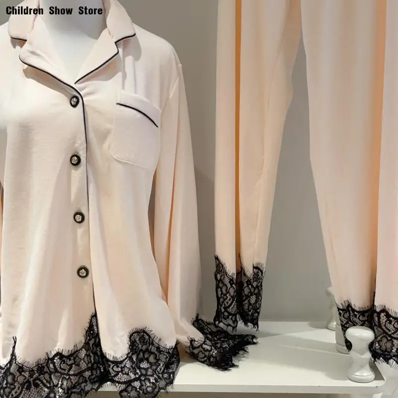 

Island Fleece Sleepwear Women Home Clothes Warm Nightwear Long Sleeve Shirt Elastic Waist Pants 2 Piece Suit Pajamas Loungewear