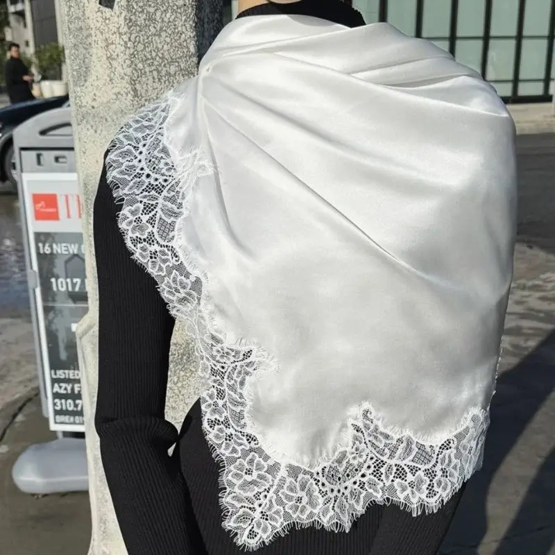 

Длинный однотонный хиджаб с кружевной отделкой, тонкий большой платок-шарф, дышащий тюрбан с лоскутным дизайном