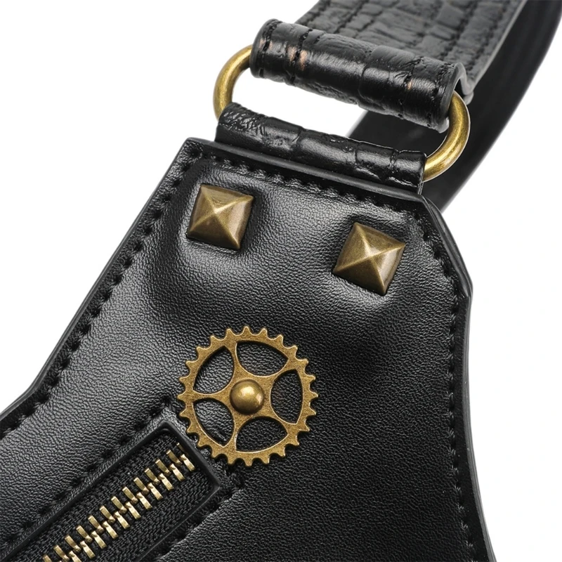 Punk Waist Belt Bag Steampunk Waist Bags Female PU Grommet Gears Fanny Bag Dropship