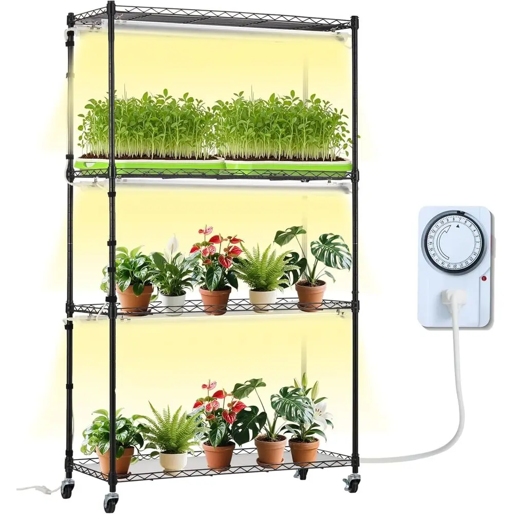 

4-Tier LED Plant Stand with 3000K Full Spectrum Light, 180W, Timer for Indoor Plant Growth, 35.4L x 13.8W x 59.1H
