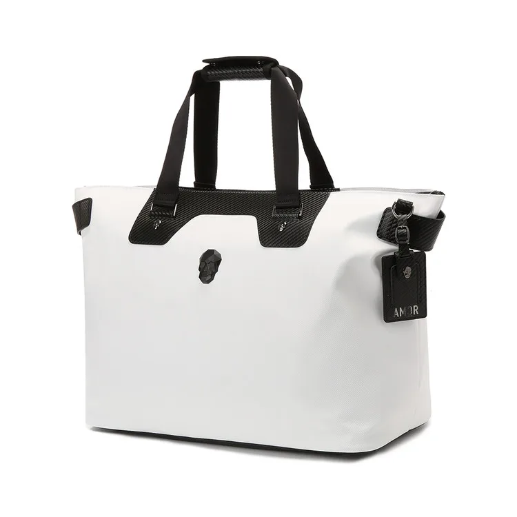 

Golf Apparel Bag with Dedicated Shoe Compartment, Detachable Shoulder Strap, and Spacious Tote in Stylish Luxury-Inspired Design
