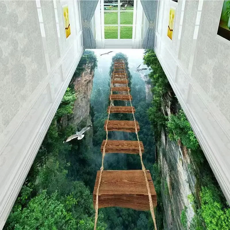 Korridor-Teppich mit visuellem 3D-Effekt, Naturszene-Design, ultra-waschbare, rutschfeste, schmutzabweisende Matte für Flur, Schlafzimmer, Heimdekoration