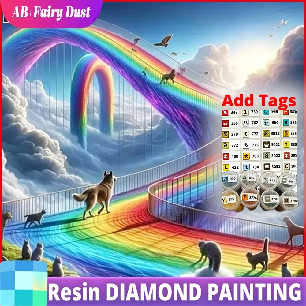 

Новинка: Набор для алмазной мозаики Resin AB «Сказочная пыль» с изображением собаки и моста, украшение для дома, подарок ручной работы