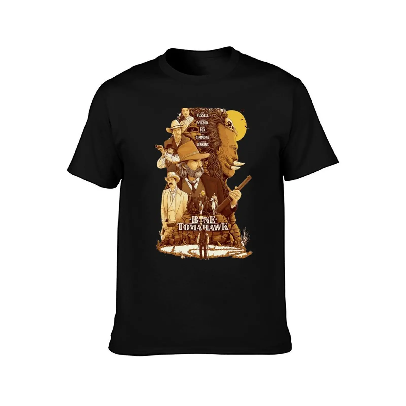 Bone Tomahawk Western Movie Artwork T-Shirt, Summer Casual Cotton Tee, Oversized Streetwear Tops, Vintage Graphic Print