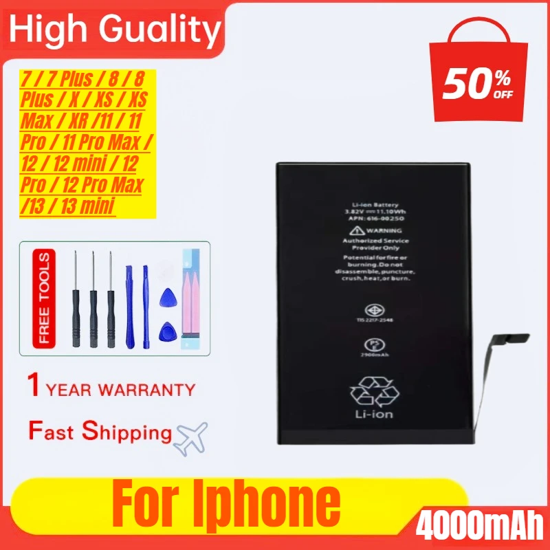 

For IPhonex Battery 7/7plus/8p/xsmax/11 Mobile Phone Battery IPhone6/13 Replacement Battery with Tools