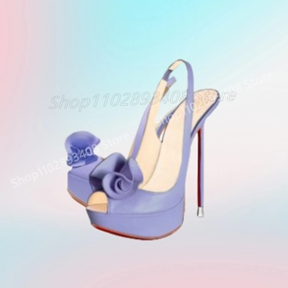 

Light Purple Flowers Decor Slingback Pumps Peep Toe Platform Stiletto High Heel Elegant Sexy Women Shoes 2025 Summer Para Mujere