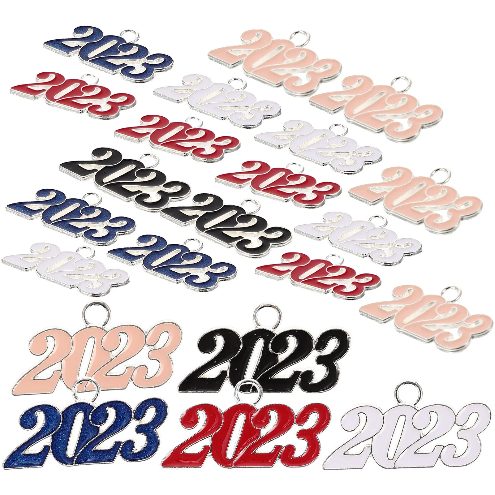 

25Pcs 2023 Colored Number Charms Jewelry Pendant Small Metal Crafting Supplies Graduation Christmas Party Bracelet Necklace