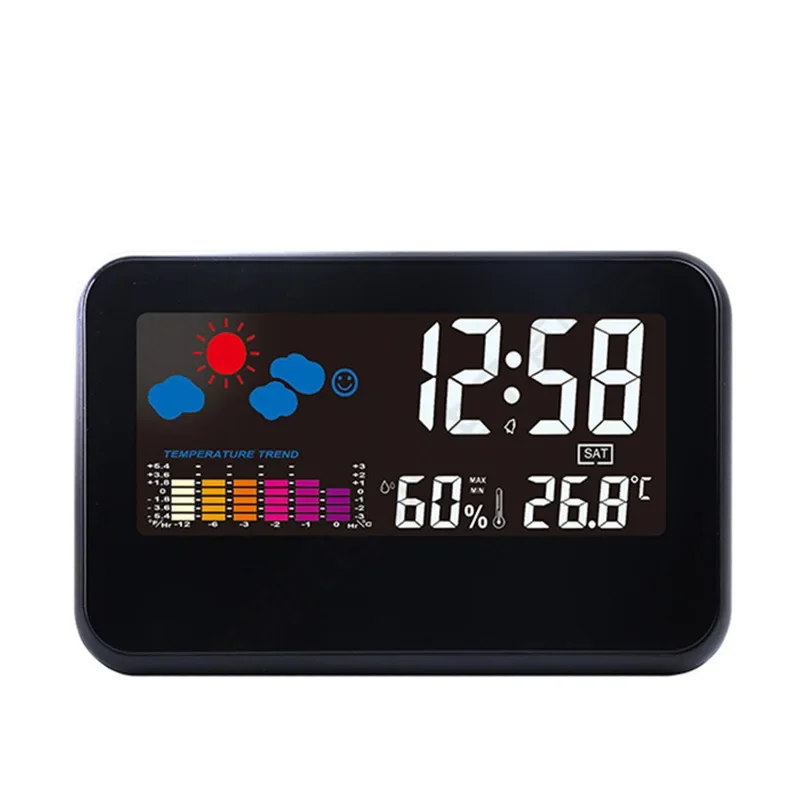 DurableColor Screen Weather Clock Creative Weather Forecast Clock Intelligent Induction Voice-activated Electronic Alarm Clock