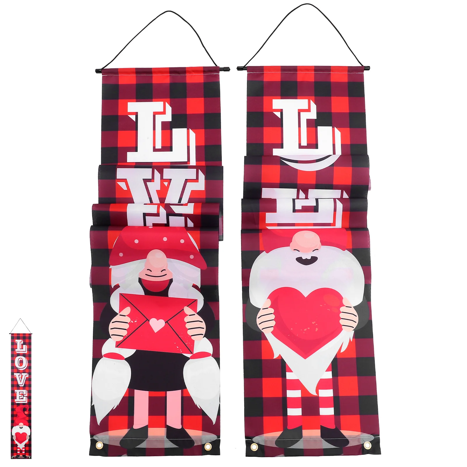 

1Pair Polyester Valentine Door Couplet Hanging Banner Party Decoration Front Door Porch Banner Valentine Party Supplies