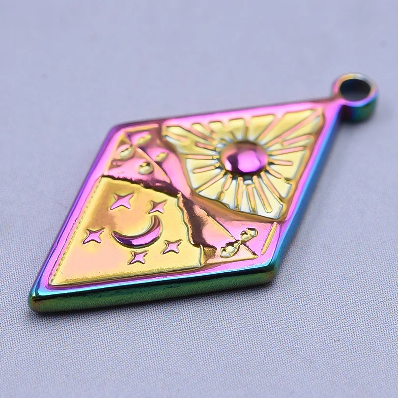 دلاية المعين هندسية غير منتظمة ، قمر ونجمة ، شمس بحر نجوم ، دلايات صناعة يدوية ، إكسسوارات قلادات تصنعها بنفسك ، 5 في اللوت #4