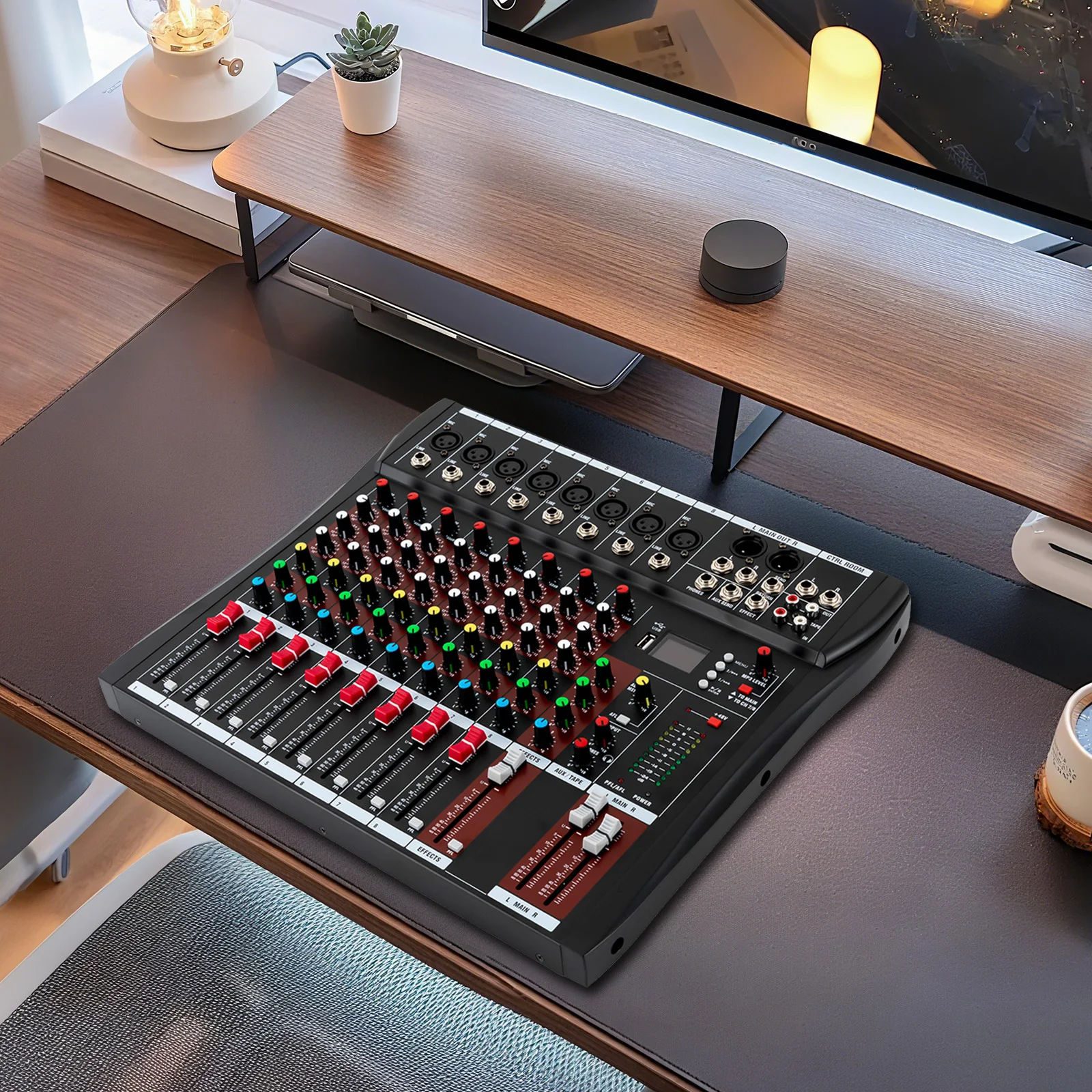 

Аудиомикшер, 8-канальная микшерная консоль с 3-полосным эквалайзером, профессиональный звуковой микшер для микрофона и музыки, с металлическим корпусом