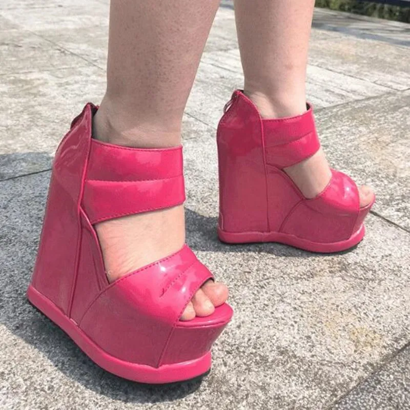 

Женские сандалии, коллекция 2023 года, летняя обувь для маффинов, туфли на высоком каблуке 14 см, сабо с открытым носком, дышащие туфли на танкетке для девочек на плоской подошве и открытом каблуке для девочек