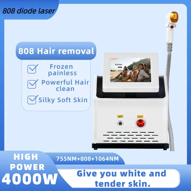 

Портативный диодный лазер 808 нм 755 808 1064 нм, длина волны, точка замерзания, безболезненная эффективная машина для удаления волос, постоянный эпилятор