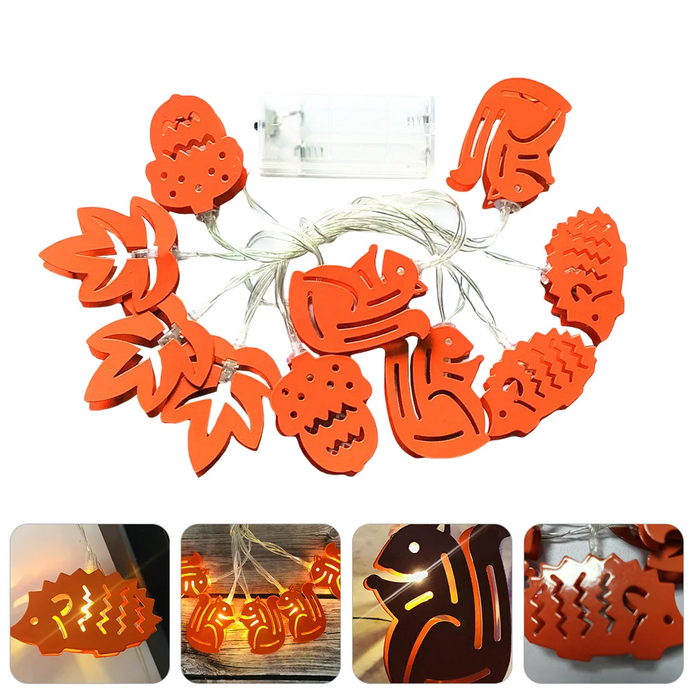 1 مجموعة Led الديكور ضوء سلسلة السنجاب الصنوبر المخروط مابل ليف تصميم لعيد الشكر عيد الميلاد حفلة الخريف الخريف ديكور عيد الميلاد #5