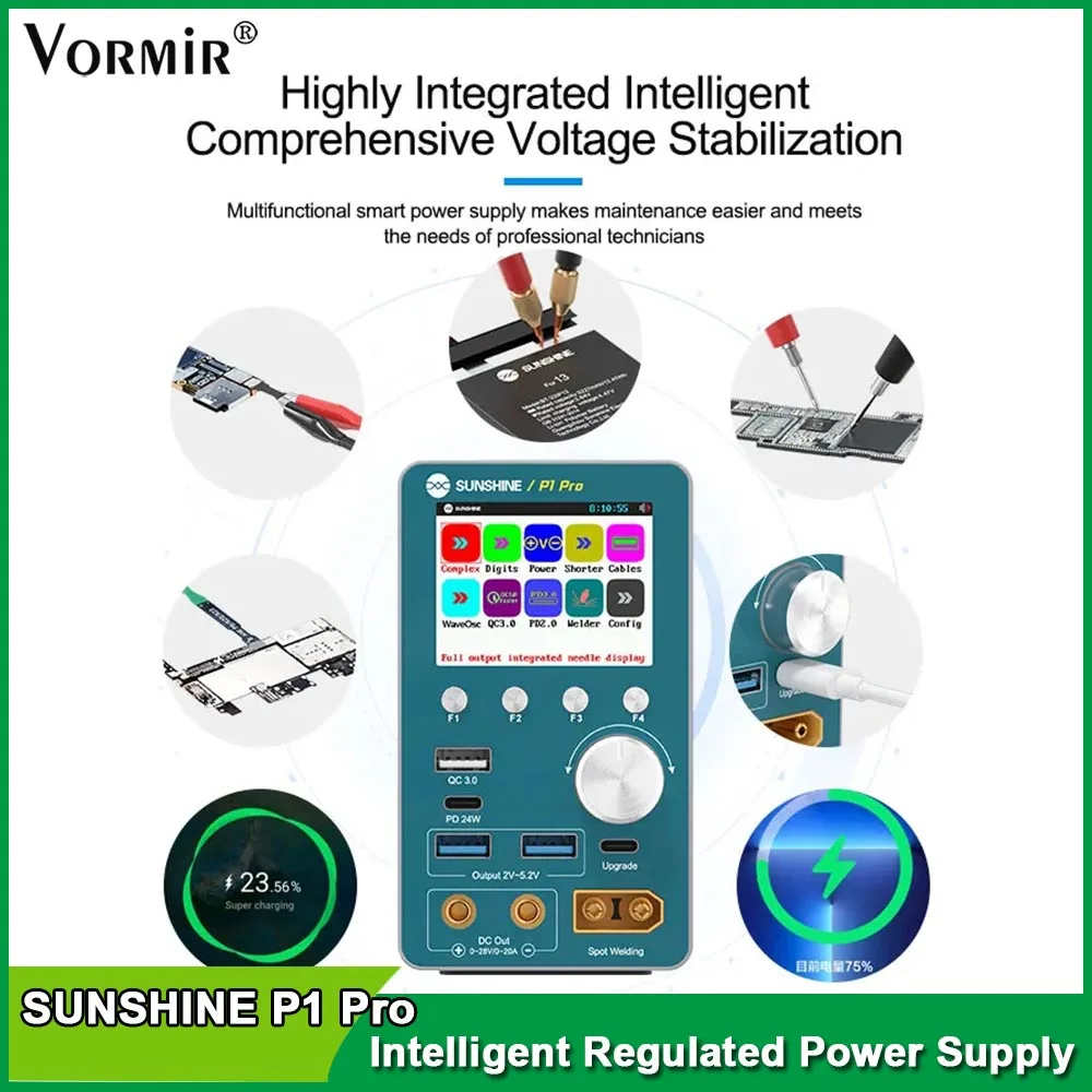 

SUNSHINE P1 Pro Intelligent Regulated Power Supply Used for Burn-in, Battery Spot Welding, Battery Start-up, QC fast Charging