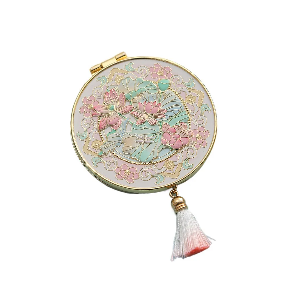 Crafts Metal Makeup Mirror Folding Creative Cosmetic Mirror Portable Exquisite Handheld Mirror Women