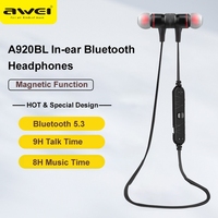 Awei A920BL Bluetooth Wireless Earphones Sport Earbuds HandsFree Headset Magnetic Function For Mobile Phones