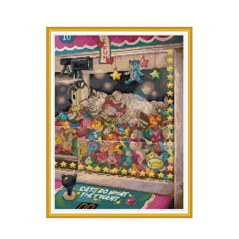 Cat dreams come true cross stitch kit 14ct 11ct count print canvas sew cross-stitching embroidery DIY handmade needlework