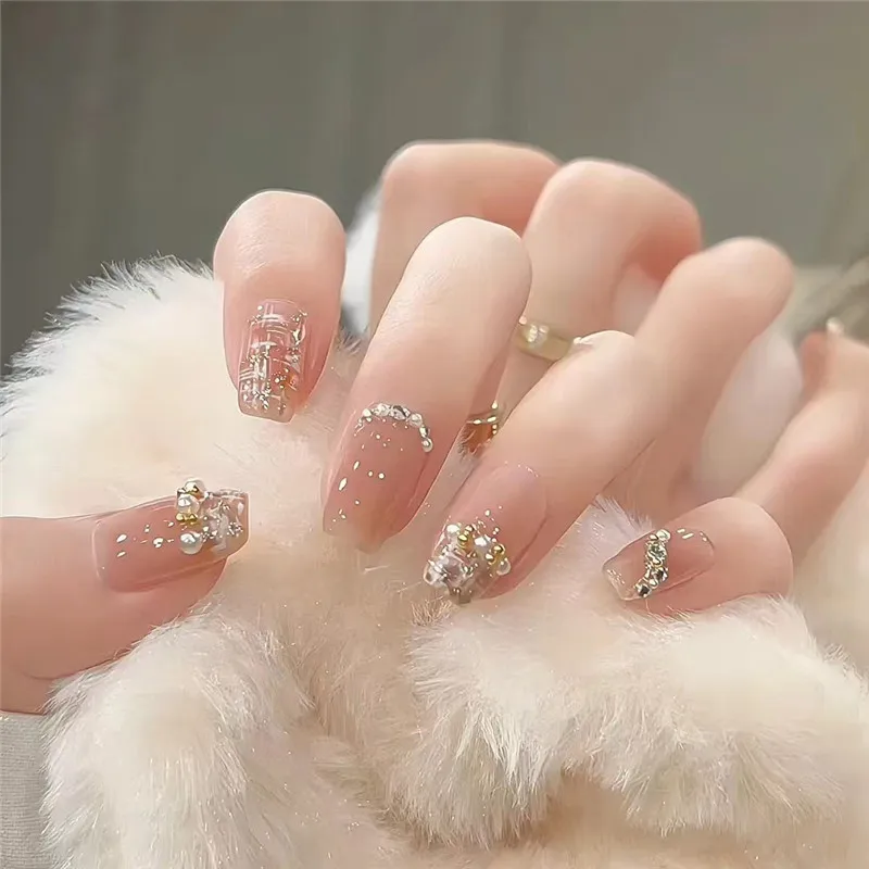 

Wearing Nails 2023 New Pearl Zircon Nail Enhancement for Women Detachable Nail Enhancement