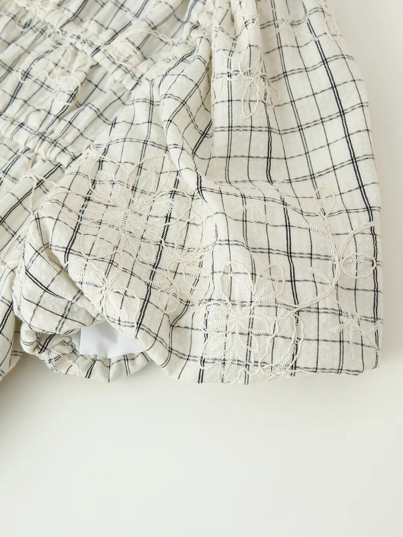 Spring Plaid Embroidered Bow Short Sleeve Blouse Tops and A-line Side Zipper Skirt Women Casual Office Lady Daily Commuting Set