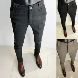 Men Trousers 2023 Winter Dress Pants Woolen Thicken Keep Warm Slim Fit Pantalones Hombre Casual Formal Suit Pants Men Clothing