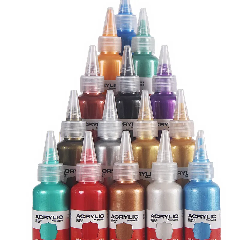 100ml Squeeze Bottle Metallic Acrylic Paint Waterproof Non‑Fading Smooth Coating DIY Craft Art Painting Pigment Supplies