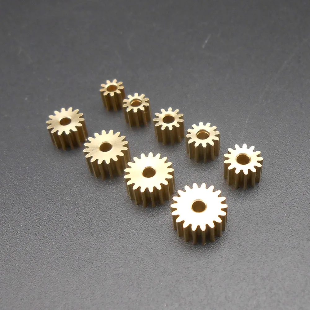 5Pcs 0.4M Brass Gear Spur Pinion Mechanical Small 0.4 Modulus Bore Hole Aperture 2MM 1.98MM 9/10/11/12/13/14/15/16/17/18 Teeth