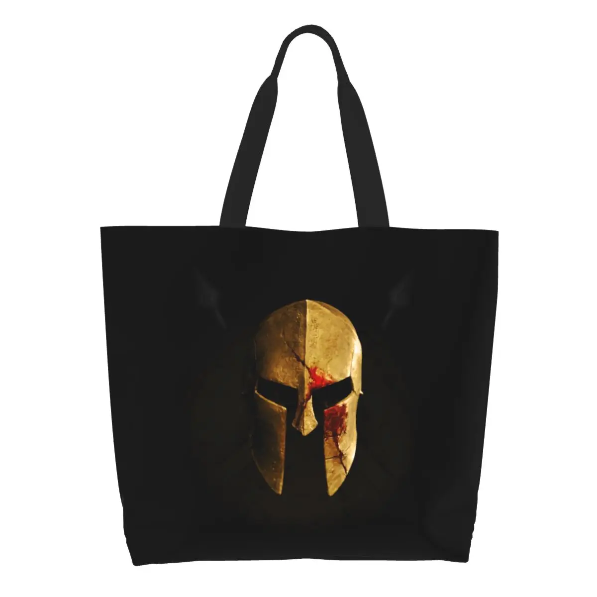 Recycling Spartan Helmet Sparta Skull Shopping Bag Women Canvas Shoulder Tote Bag Durable Grocery Shopper Bags