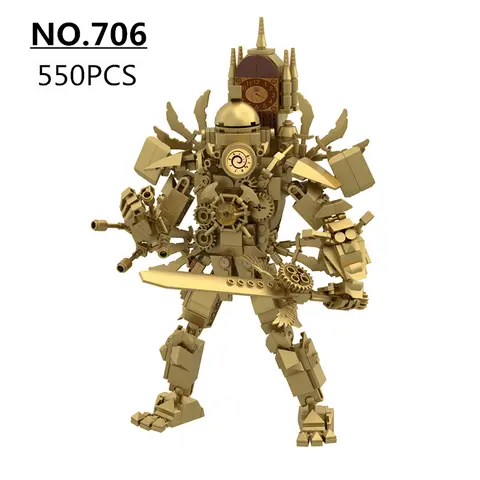 Nuevo inodoro Skibidi actualizado Titan reloj dorado chapado en oro hombre bloques de construcción creativos DIY ladrillos MOC juguetes para niños regalo de Navidad