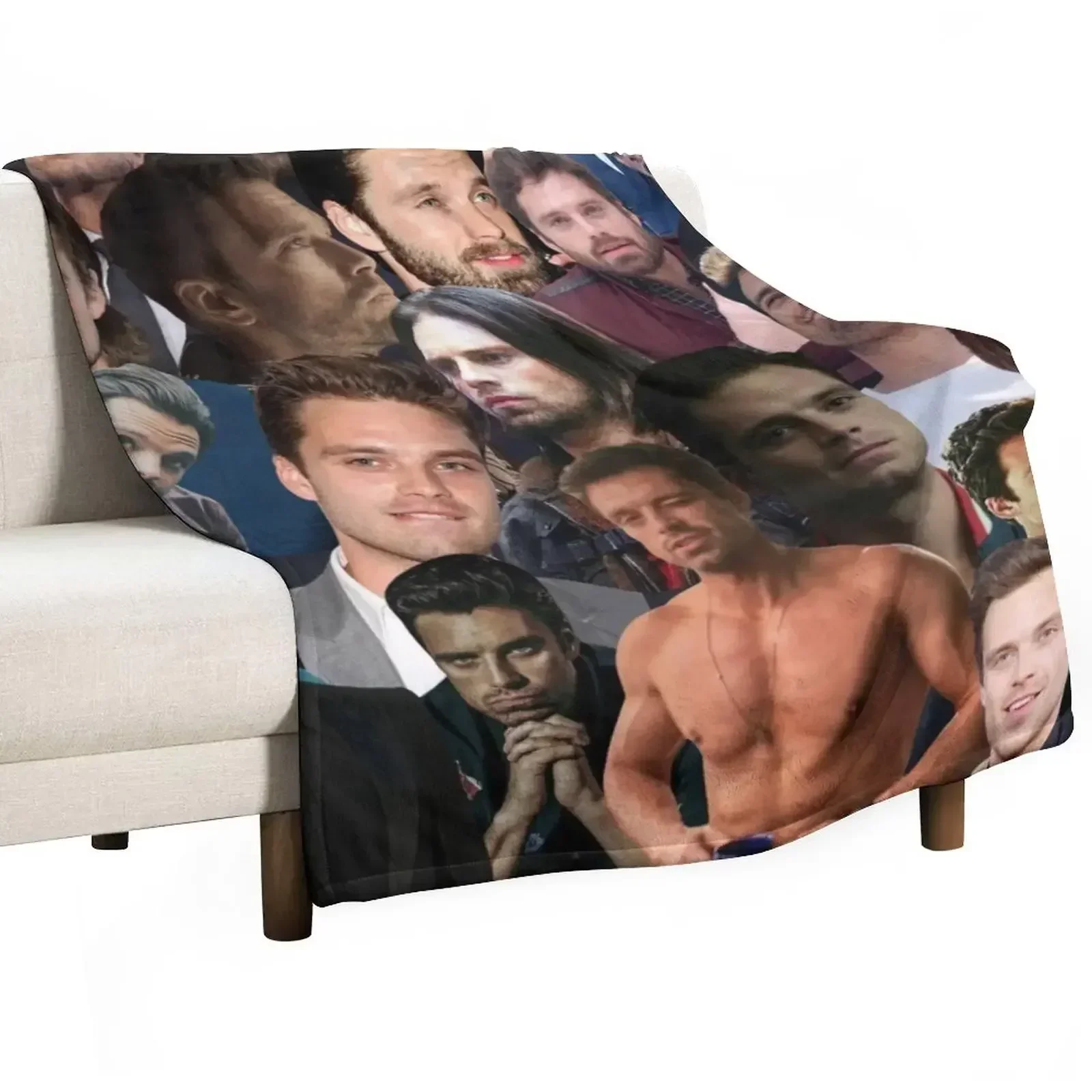 Sebastian Stan photo collage Throw Blanket blankets ands Quilt Thermal Blankets