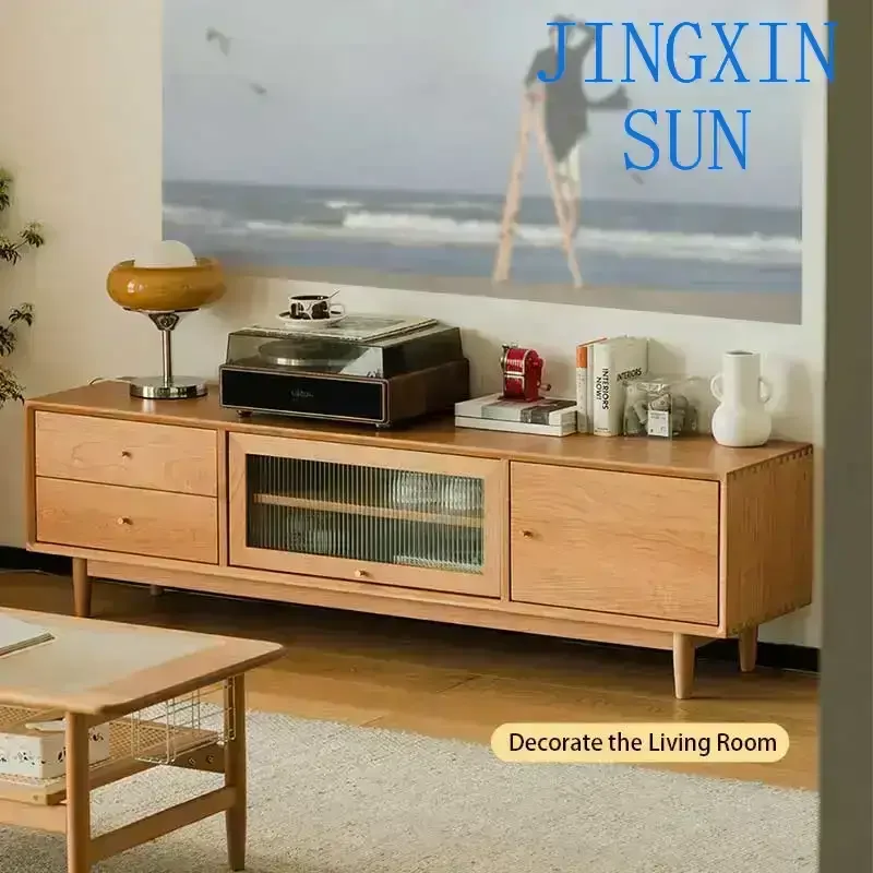 -For 1.8m/2.1m Luxury Wooden Living Room Tv Stand with Glass Latest Design Tv Cabinet