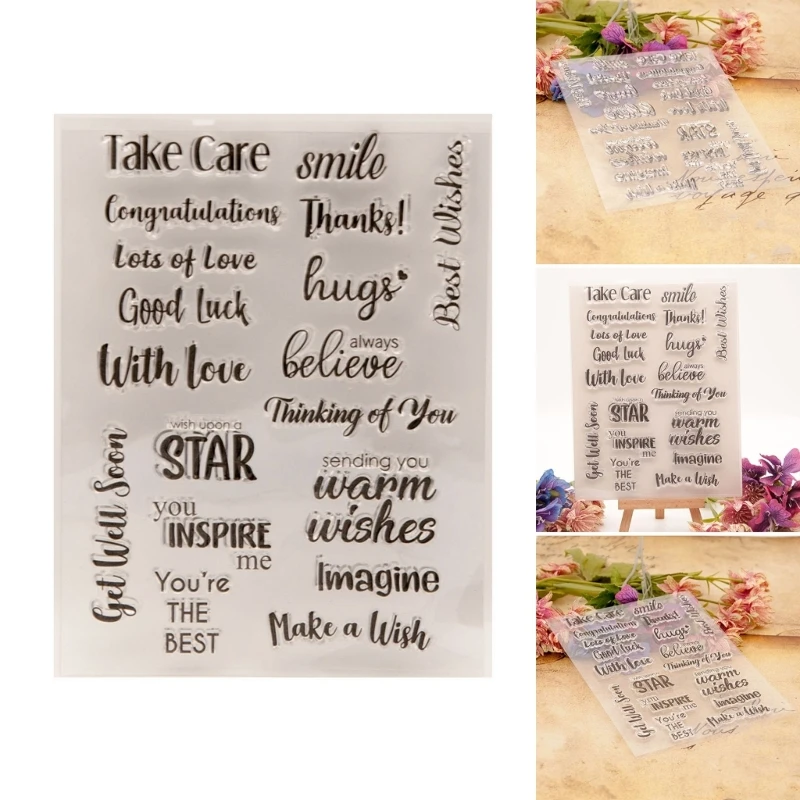 Blessing Words Clear Stamp Silicone Stamp Congratulations Transparent Stamp for Card Making Scrapbookig Decorations