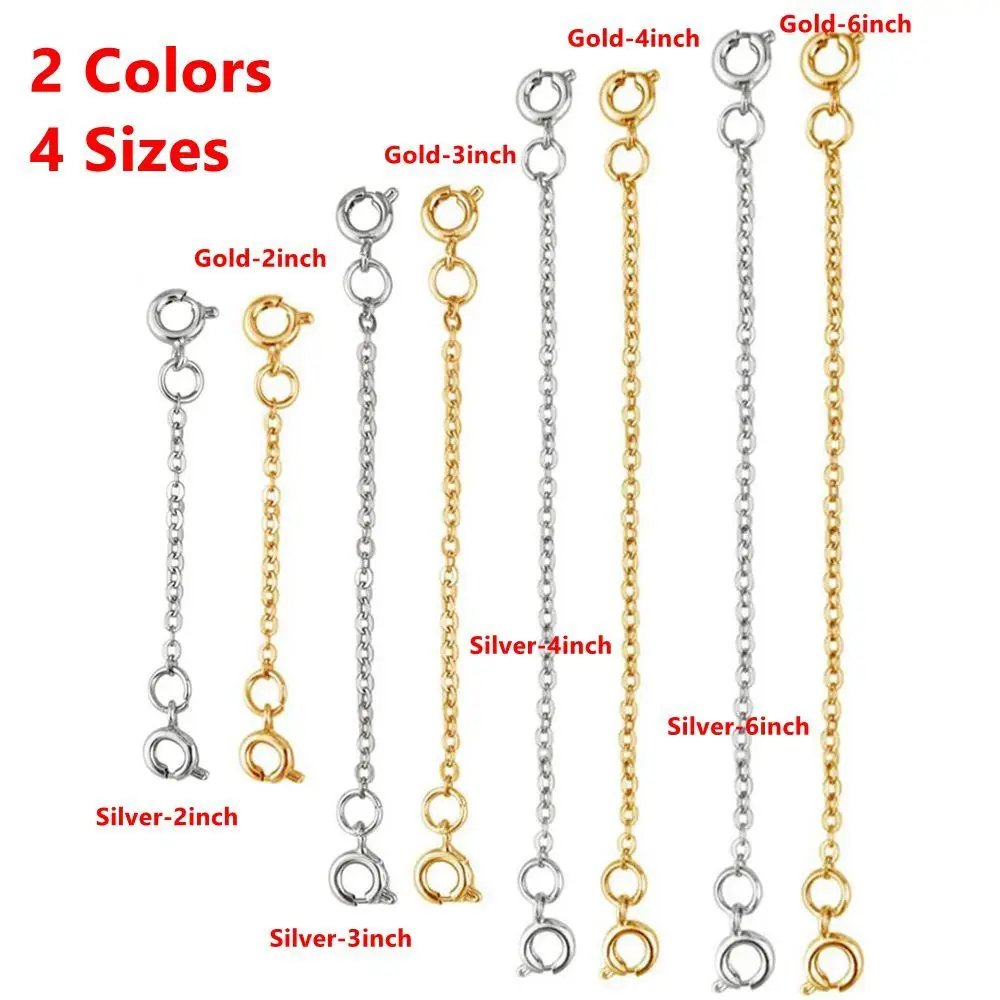 Durable Rose Gold Gold Silver Extender Safety Chain Extender Jewelry Accessories for Bracelet Necklace DIY