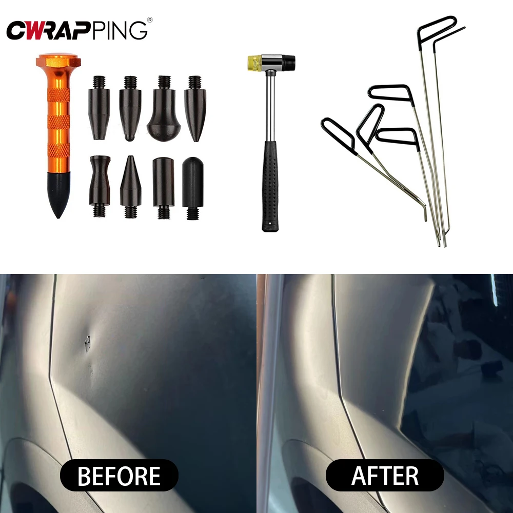 Car Dent Repair Tool Interlayer Flat Pry Lever Full Stainless Steel Push Rods Protect Original Paint Cars Body Dent Repair Kit